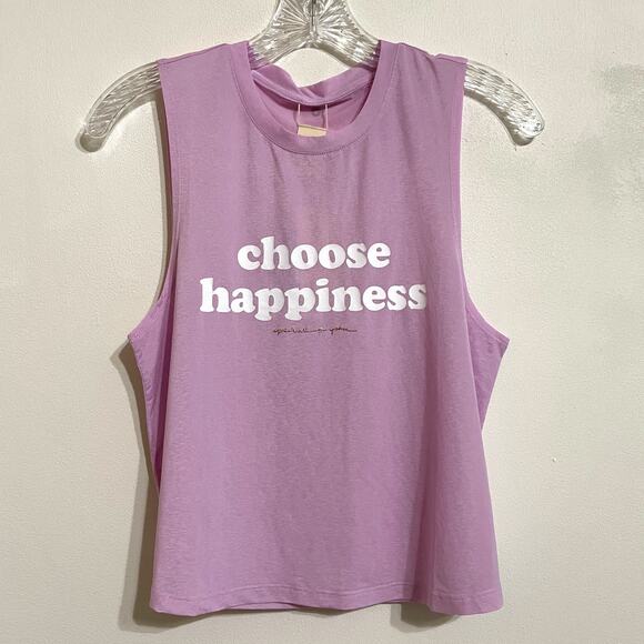 Spiritual Gangster Cropped Muscle Tank Size Small Choose Happiness Lavender NWT - Picture 3 of 16